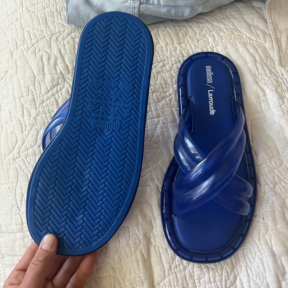 Mellissa x Larroude Blue Jelly Slide